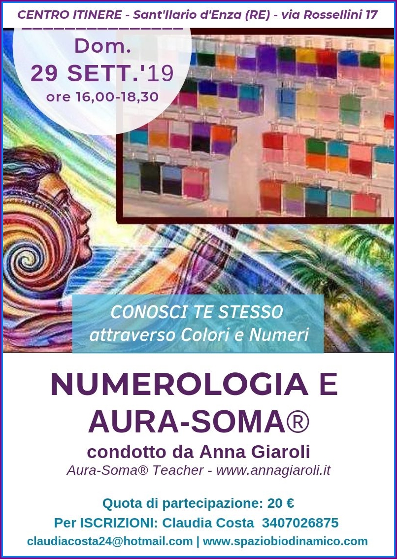 Numerolgia e Aura-Soma® 29/09/19 S.Ilario (RE)